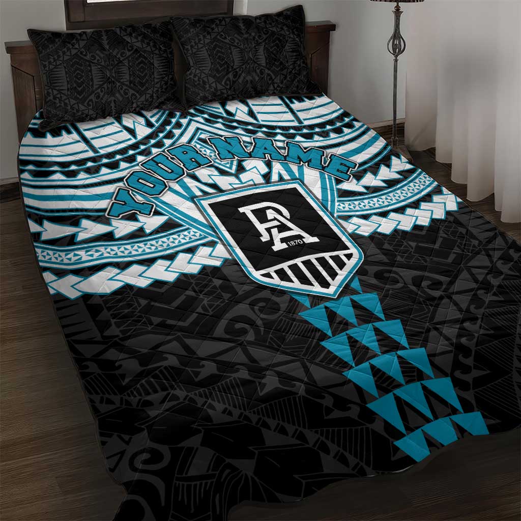 Personalized Port Adelaide Power Quilt Bed Set Polynesian Tribal Pattern Heritage Football