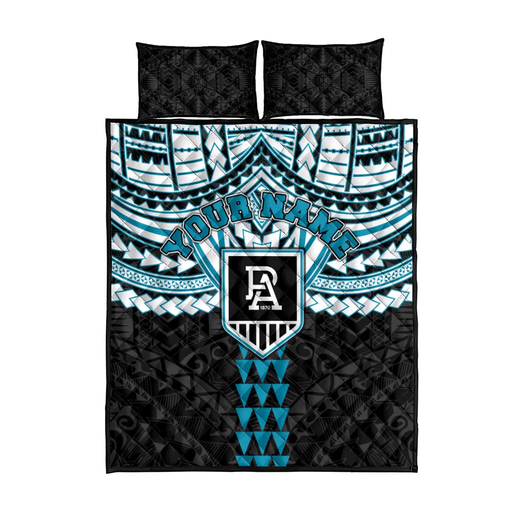 Personalized Port Adelaide Power Quilt Bed Set Polynesian Tribal Pattern Heritage Football