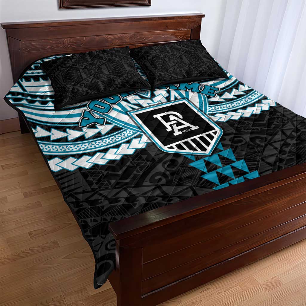 Personalized Port Adelaide Power Quilt Bed Set Polynesian Tribal Pattern Heritage Football