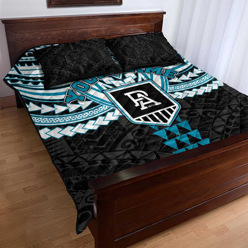 Personalized Port Adelaide Power Quilt Bed Set Polynesian Tribal Pattern Heritage Football