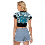 Personalized Port Adelaide Power Raglan Cropped T Shirt Polynesian Tribal Pattern Heritage Football