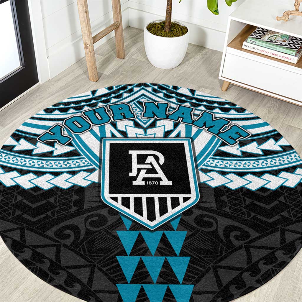 Personalized Port Adelaide Power Round Carpet Polynesian Tribal Pattern Heritage Football