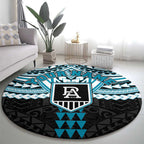 Personalized Port Adelaide Power Round Carpet Polynesian Tribal Pattern Heritage Football