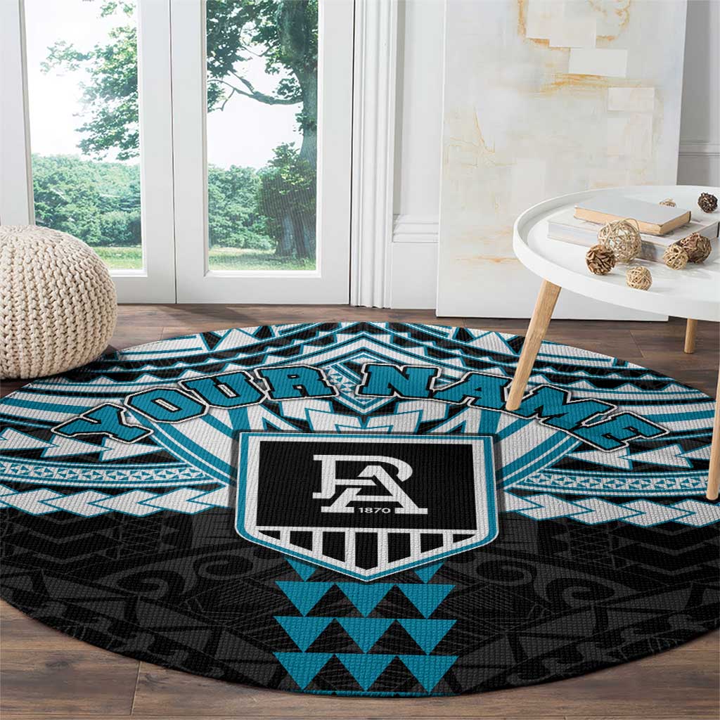 Personalized Port Adelaide Power Round Carpet Polynesian Tribal Pattern Heritage Football