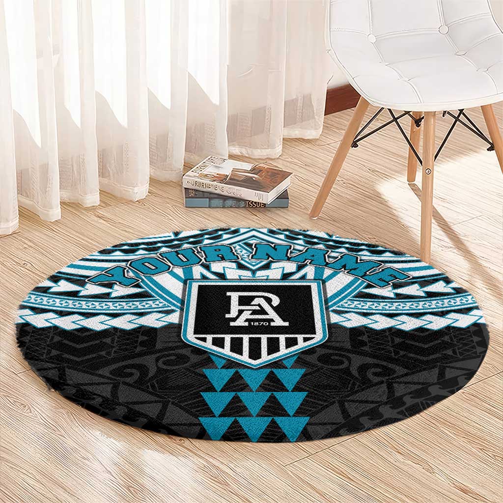 Personalized Port Adelaide Power Round Carpet Polynesian Tribal Pattern Heritage Football