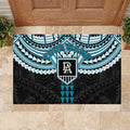 Personalized Port Adelaide Power Rubber Doormat Polynesian Tribal Pattern Heritage Football