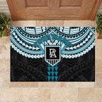 Personalized Port Adelaide Power Rubber Doormat Polynesian Tribal Pattern Heritage Football