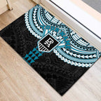 Personalized Port Adelaide Power Rubber Doormat Polynesian Tribal Pattern Heritage Football
