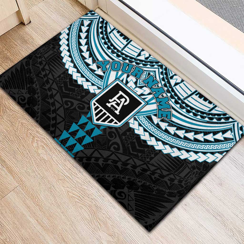 Personalized Port Adelaide Power Rubber Doormat Polynesian Tribal Pattern Heritage Football