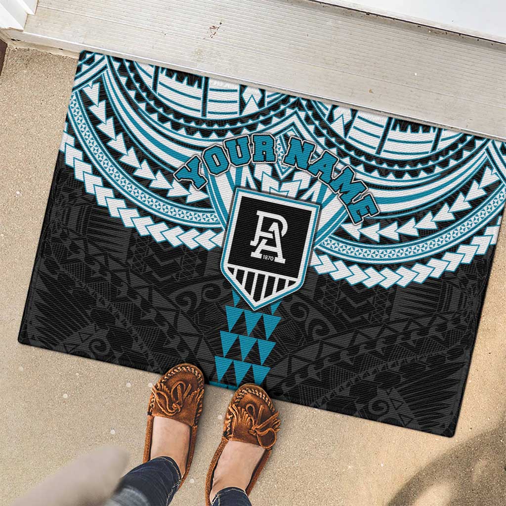 Personalized Port Adelaide Power Rubber Doormat Polynesian Tribal Pattern Heritage Football