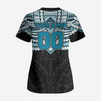Personalized Port Adelaide Power Scrub Top Polynesian Tribal Pattern Heritage Football