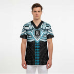 Personalized Port Adelaide Power Scrub Top Polynesian Tribal Pattern Heritage Football