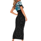 Personalized Port Adelaide Power Short Sleeve Bodycon Dress Polynesian Tribal Pattern Heritage Football