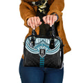 Personalized Port Adelaide Power Shoulder Handbag Polynesian Tribal Pattern Heritage Football
