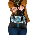 Personalized Port Adelaide Power Shoulder Handbag Polynesian Tribal Pattern Heritage Football