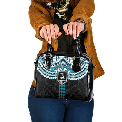 Personalized Port Adelaide Power Shoulder Handbag Polynesian Tribal Pattern Heritage Football