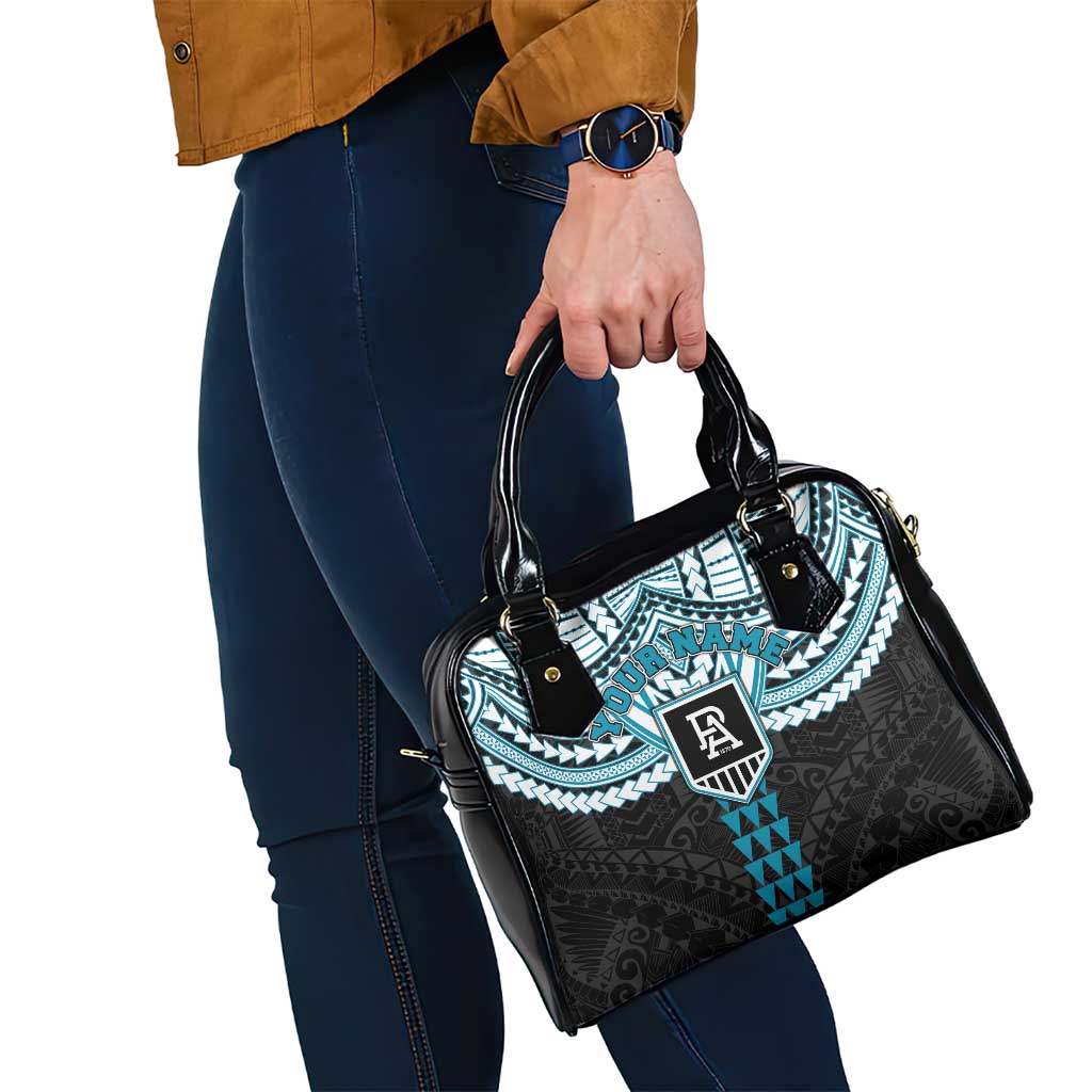 Personalized Port Adelaide Power Shoulder Handbag Polynesian Tribal Pattern Heritage Football