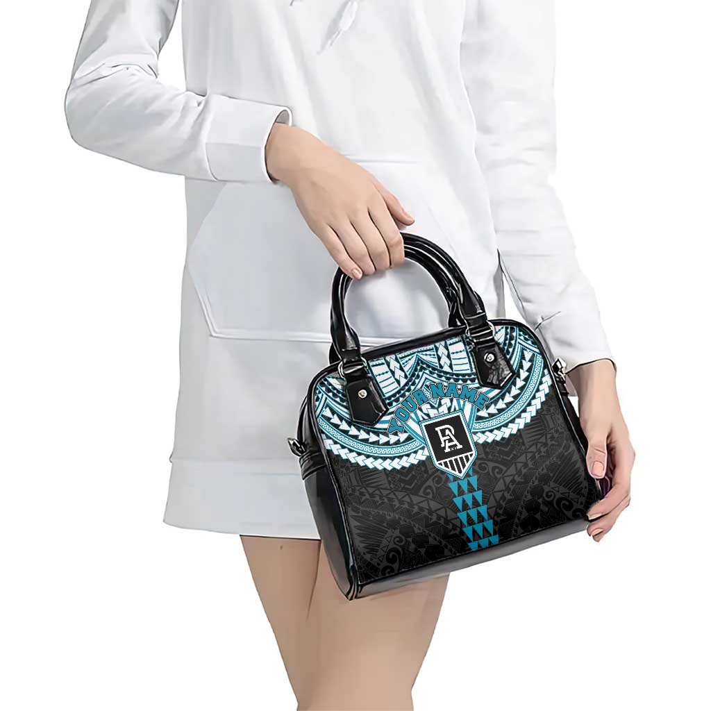 Personalized Port Adelaide Power Shoulder Handbag Polynesian Tribal Pattern Heritage Football
