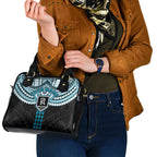 Personalized Port Adelaide Power Shoulder Handbag Polynesian Tribal Pattern Heritage Football