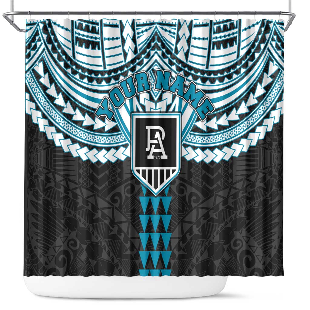 Personalized Port Adelaide Power Shower Curtain Polynesian Tribal Pattern Heritage Football