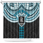 Personalized Port Adelaide Power Shower Curtain Polynesian Tribal Pattern Heritage Football