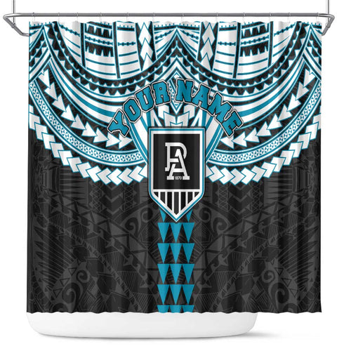 Personalized Port Adelaide Power Shower Curtain Polynesian Tribal Pattern Heritage Football