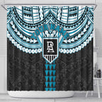 Personalized Port Adelaide Power Shower Curtain Polynesian Tribal Pattern Heritage Football