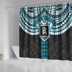 Personalized Port Adelaide Power Shower Curtain Polynesian Tribal Pattern Heritage Football