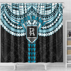 Personalized Port Adelaide Power Shower Curtain Polynesian Tribal Pattern Heritage Football