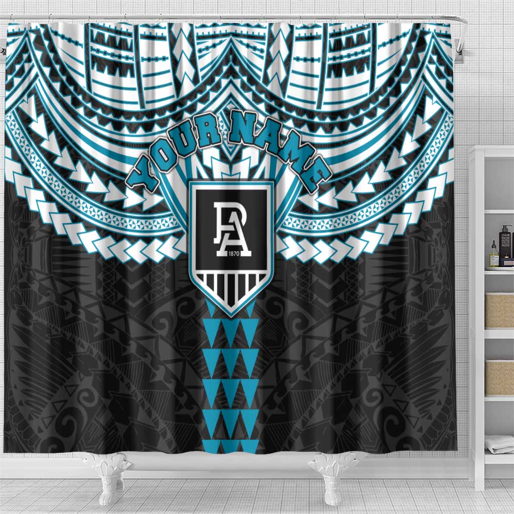 Personalized Port Adelaide Power Shower Curtain Polynesian Tribal Pattern Heritage Football