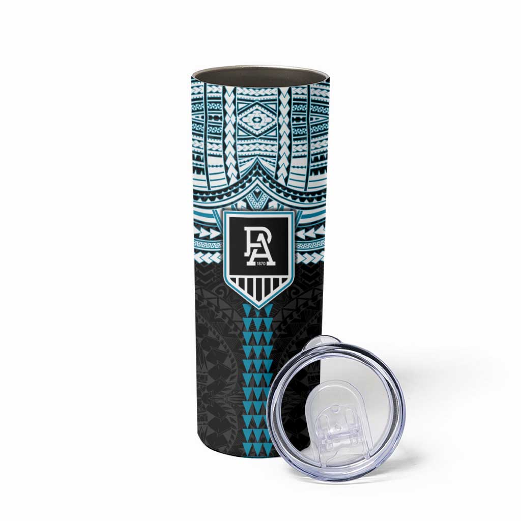Personalized Port Adelaide Power Skinny Tumbler Polynesian Tribal Pattern Heritage Football