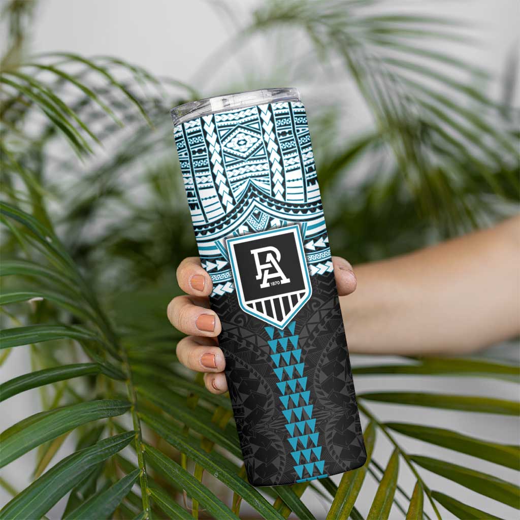 Personalized Port Adelaide Power Skinny Tumbler Polynesian Tribal Pattern Heritage Football