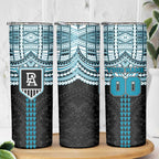 Personalized Port Adelaide Power Skinny Tumbler Polynesian Tribal Pattern Heritage Football