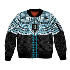 Personalized Port Adelaide Power Sleeve Zip Bomber Jacket Polynesian Tribal Pattern Heritage Football