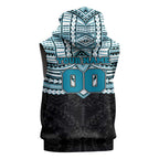 Personalized Port Adelaide Power Sleeveless Hoodie Polynesian Tribal Pattern Heritage Football
