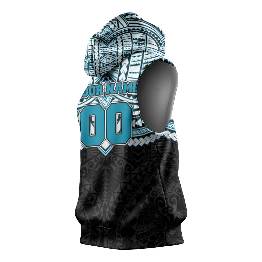 Personalized Port Adelaide Power Sleeveless Hoodie Polynesian Tribal Pattern Heritage Football