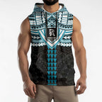 Personalized Port Adelaide Power Sleeveless Hoodie Polynesian Tribal Pattern Heritage Football