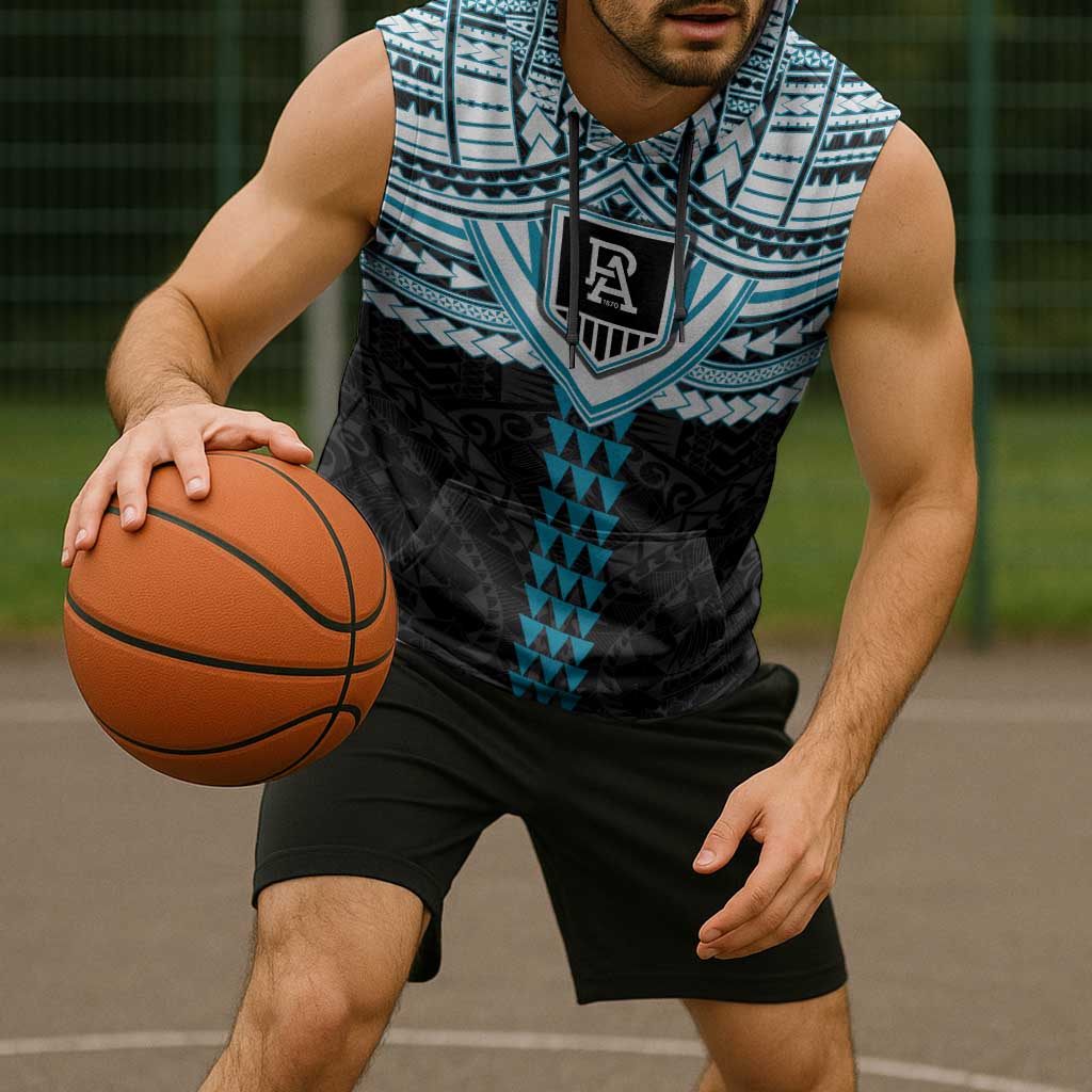 Personalized Port Adelaide Power Sleeveless Hoodie Polynesian Tribal Pattern Heritage Football