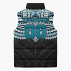 Personalized Port Adelaide Power Sleeveless Puffer Jacket Polynesian Tribal Pattern Heritage Football