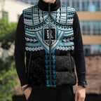Personalized Port Adelaide Power Sleeveless Puffer Jacket Polynesian Tribal Pattern Heritage Football