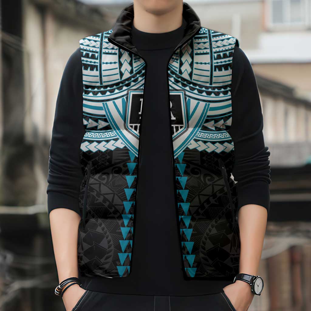 Personalized Port Adelaide Power Sleeveless Puffer Jacket Polynesian Tribal Pattern Heritage Football