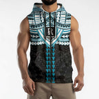 Personalized Port Adelaide Power Sleeveless Zip Hoodie Polynesian Tribal Pattern Heritage Football