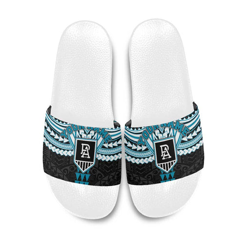 Personalized Port Adelaide Power Slide Sandals Polynesian Tribal Pattern Heritage Football