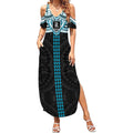 Personalized Port Adelaide Power Summer Maxi Dress Polynesian Tribal Pattern Heritage Football