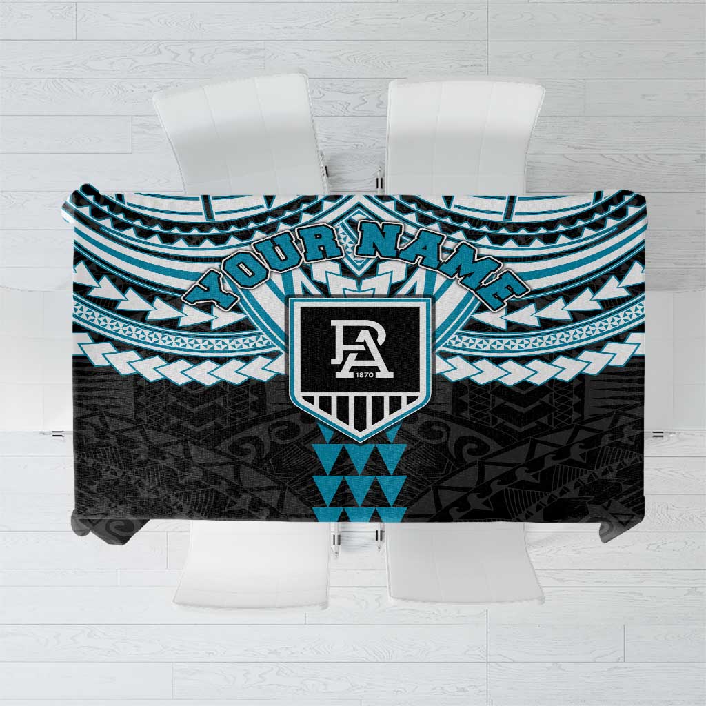 Personalized Port Adelaide Power Tablecloth Polynesian Tribal Pattern Heritage Football