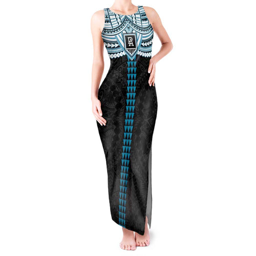 Personalized Port Adelaide Power Tank Maxi Dress Polynesian Tribal Pattern Heritage Football