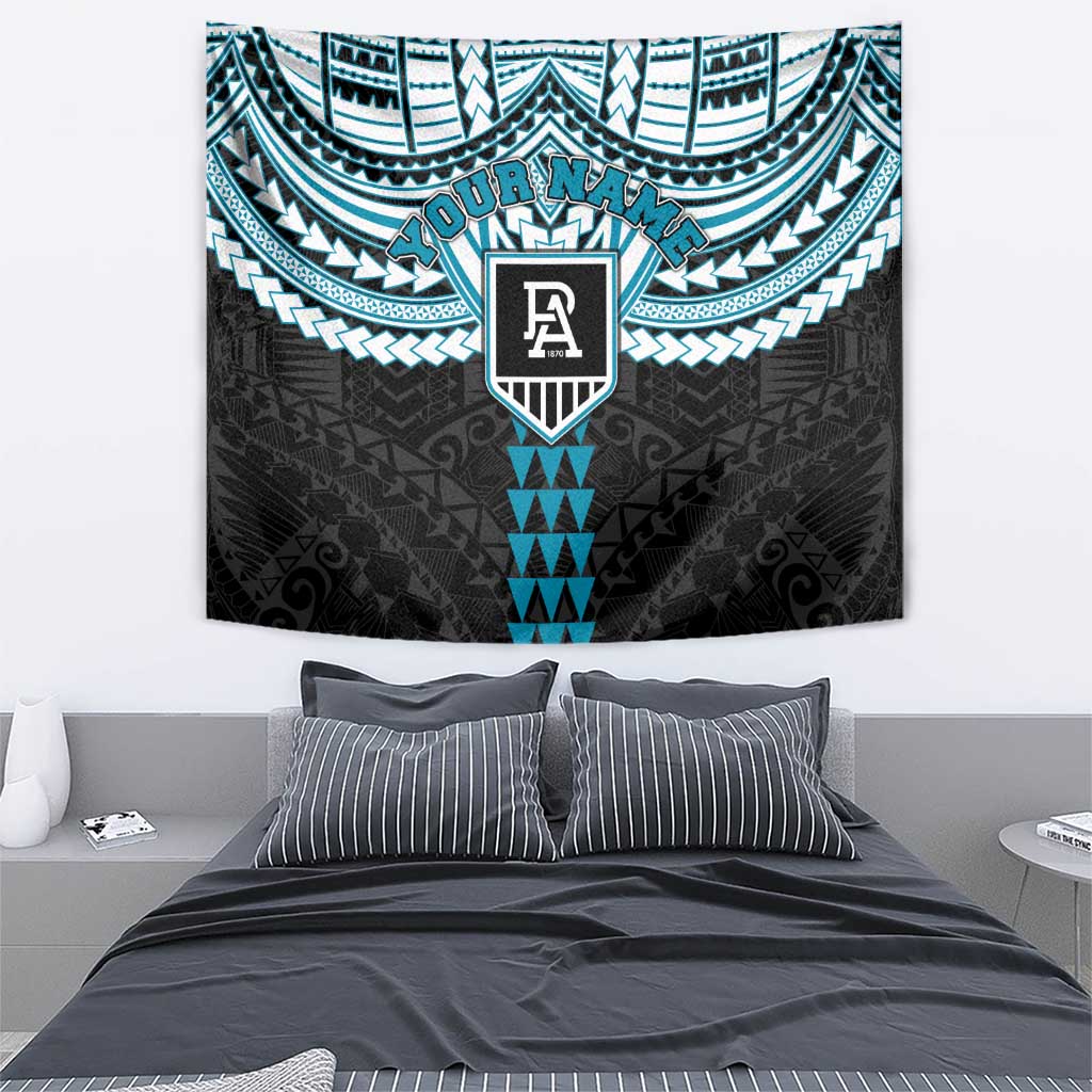 Personalized Port Adelaide Power Tapestry Polynesian Tribal Pattern Heritage Football