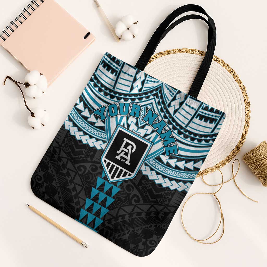 Personalized Port Adelaide Power Tote Bag Polynesian Tribal Pattern Heritage Football