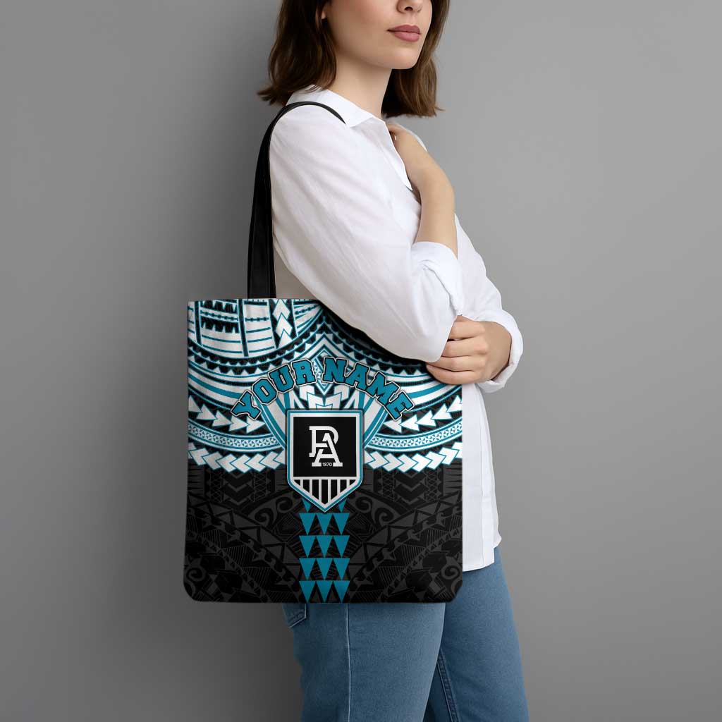 Personalized Port Adelaide Power Tote Bag Polynesian Tribal Pattern Heritage Football