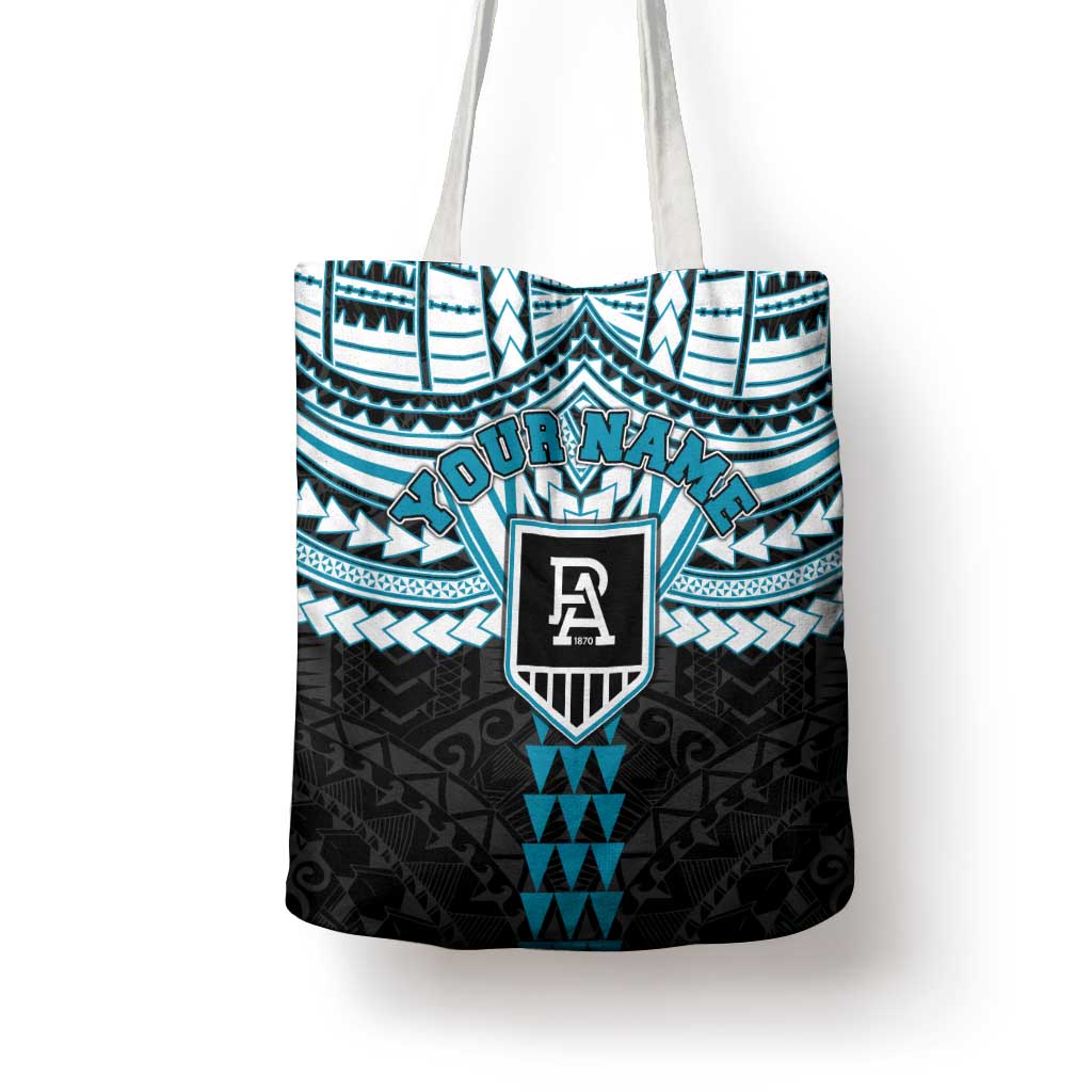 Personalized Port Adelaide Power Tote Bag Polynesian Tribal Pattern Heritage Football